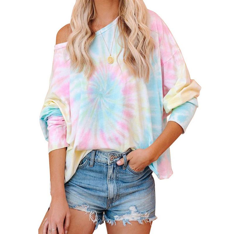 Tie Dye Shirt Women Tee Shirts for Womens Summer Long Sleeve Crewneck Tops  Graphic Tshirts Trendy Casual Loose Blouse Outlet Deals Overstock Clearance